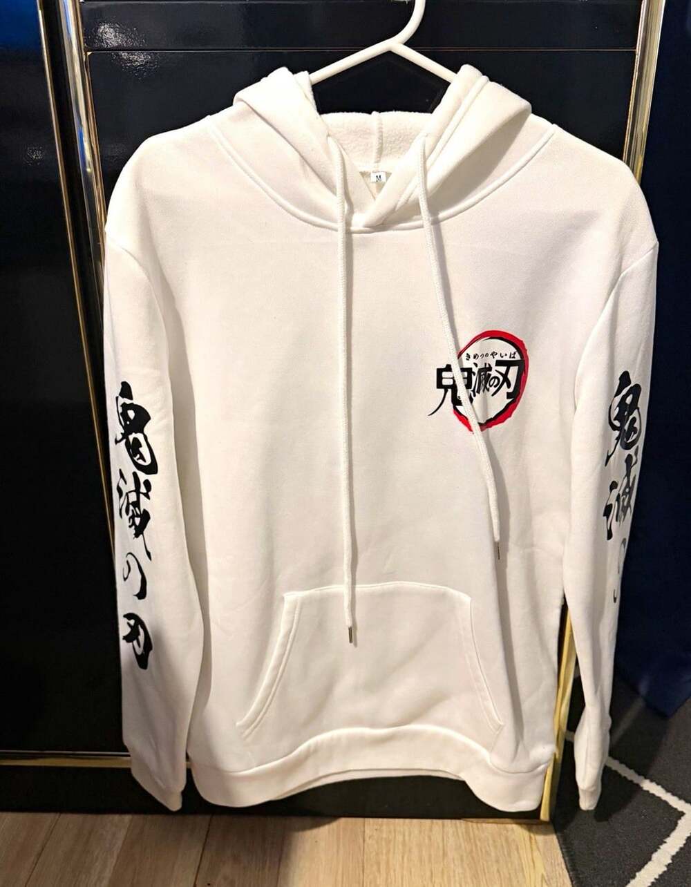 Men's Demon Slayer Kimetsu no Yaiba White Fleece Hoodie M